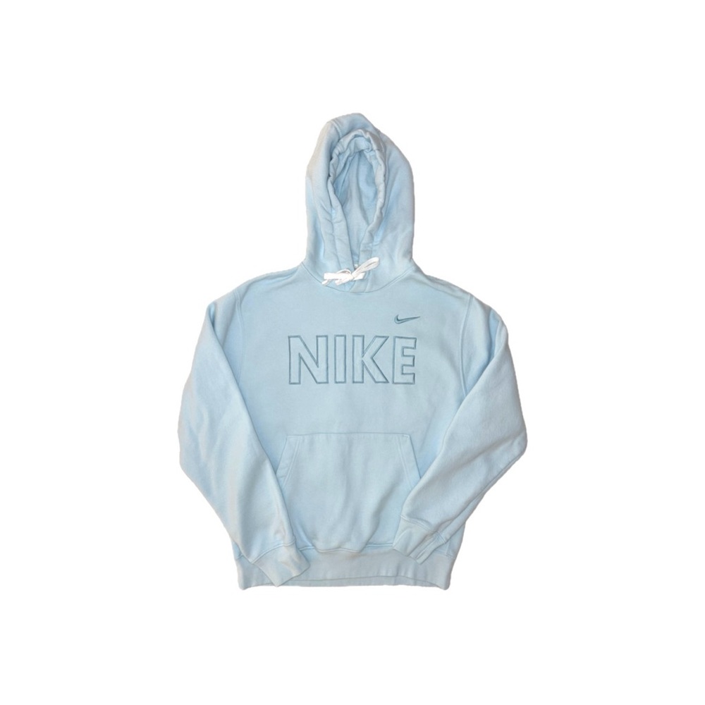 Nike Sportswear Club Fleece Embroidered Pullover Hoodie Aqua Blue Pastel - Small